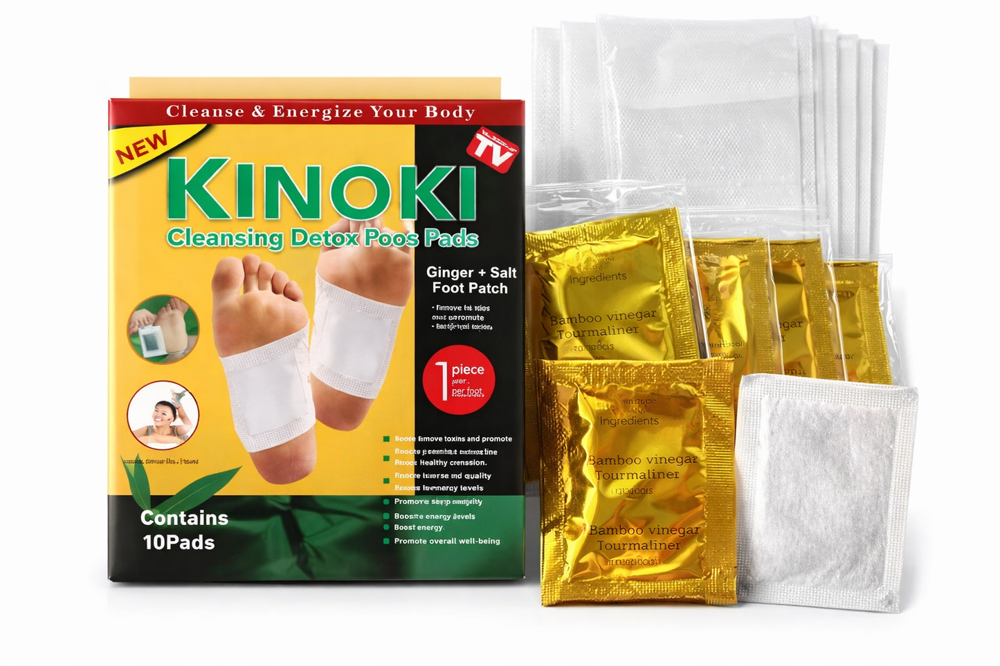 Advanced Herbal Foot Detox Patch (10 Pads) | Herbal Bamboo Vinegar & Ginger Foot Detox Pads | Overnight Natural Stress Relief & Deep Sleep Support | Organic Foot Cleansing Patch for Men & Women