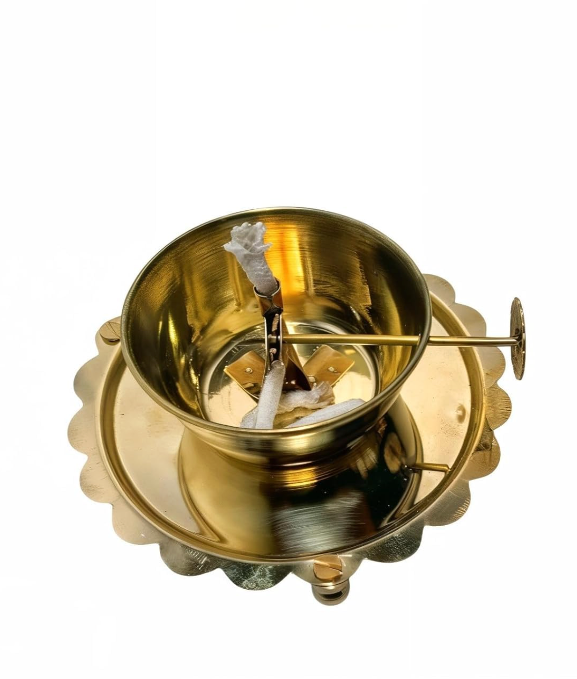 Golden Brass Akhand Diya Oil Lamp with Rotating Wick