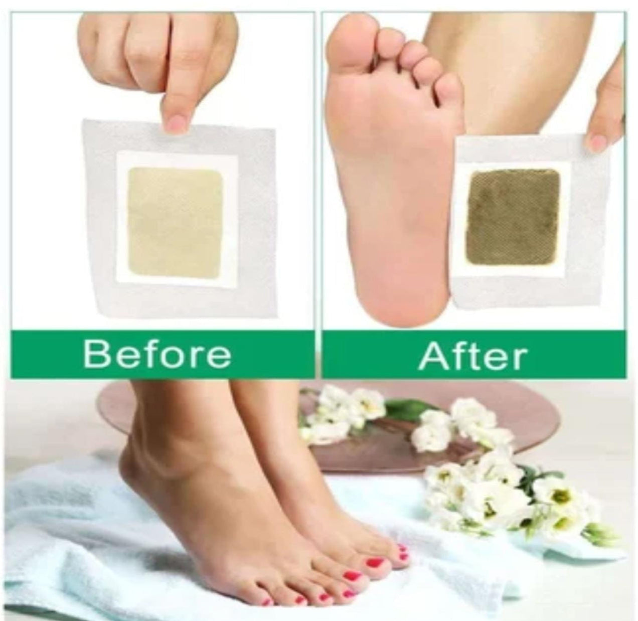 Advanced Herbal Foot Detox Patch (10 Pads) | Herbal Bamboo Vinegar & Ginger Foot Detox Pads | Overnight Natural Stress Relief & Deep Sleep Support | Organic Foot Cleansing Patch for Men & Women