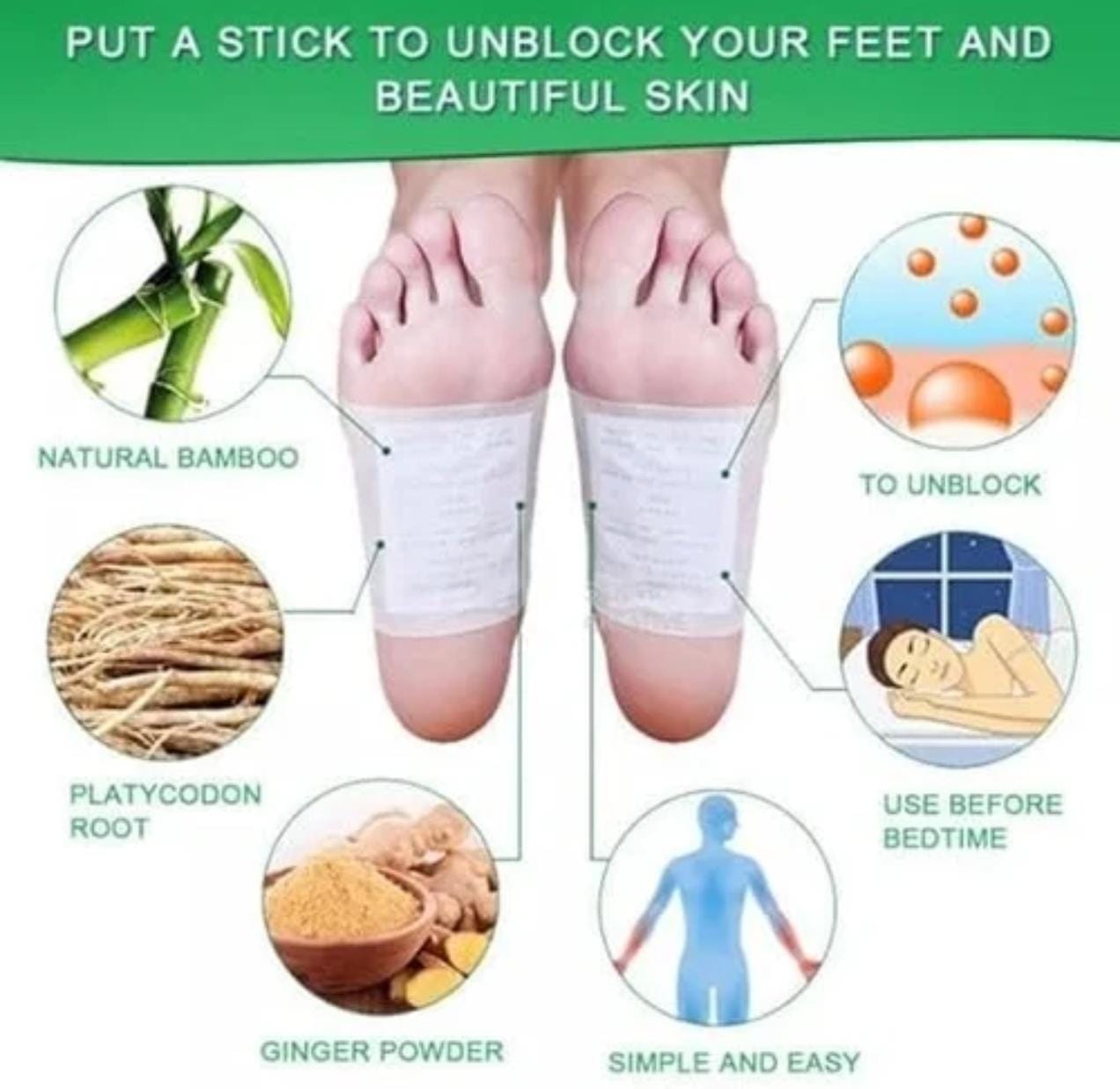 Advanced Herbal Foot Detox Patch (10 Pads) | Herbal Bamboo Vinegar & Ginger Foot Detox Pads | Overnight Natural Stress Relief & Deep Sleep Support | Organic Foot Cleansing Patch for Men & Women